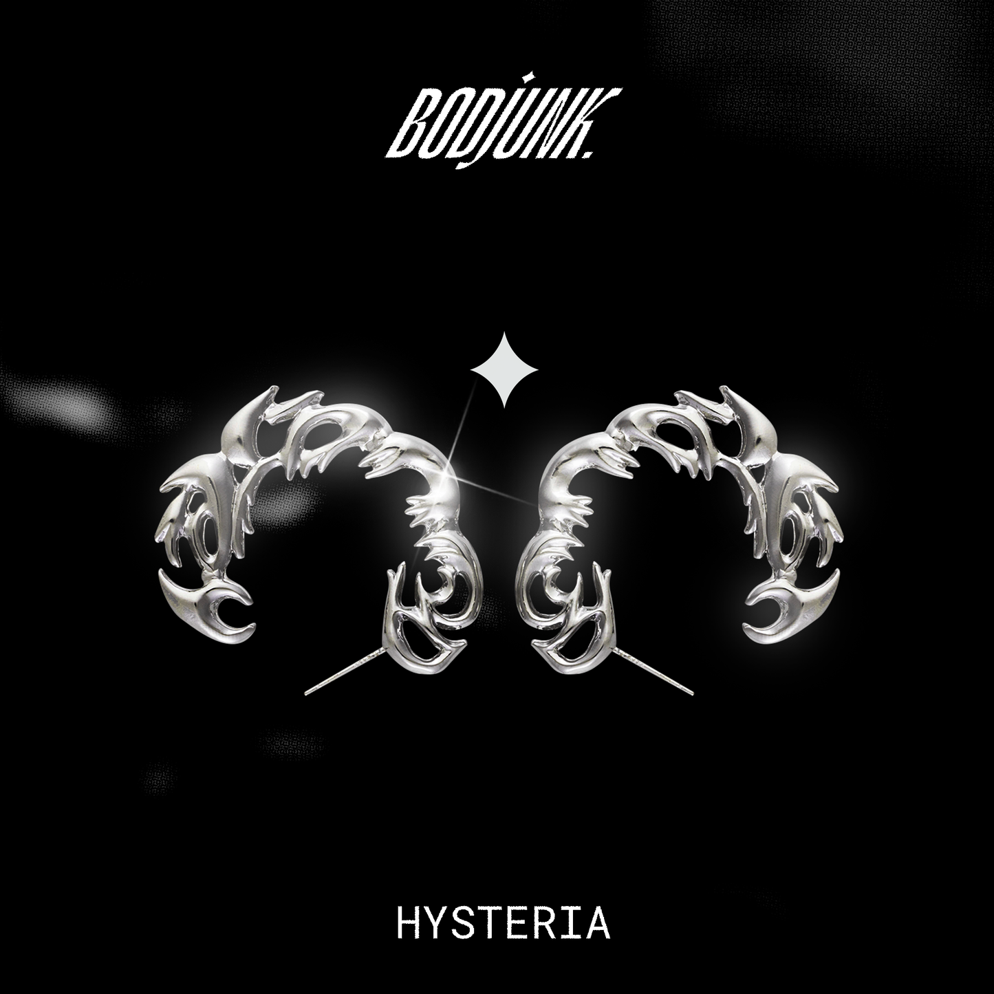 HYSTERIA Silver Earrings by Bodjunk