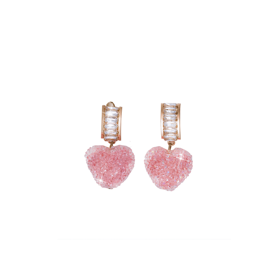 JELLY Crystal Pink Heart Earrings| Bodjunk