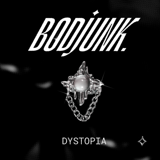 DYSTOPIA Chain Dangle Silver Ring| Bodjunk