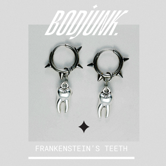 FRANKENSTEIN'S TEETH Hoop Stud Earrings| Bodjunk