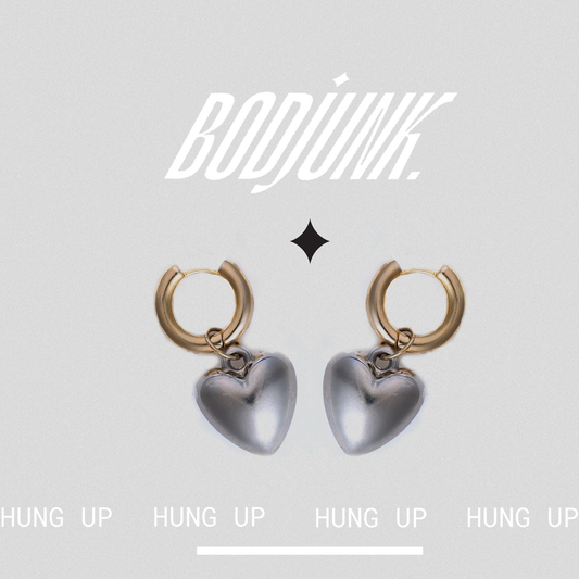 HUNG UP Dangle Heart Hoop Earrings | Bodjunk