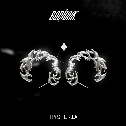 HYSTERIA Silver Earrings by  Bodjunk