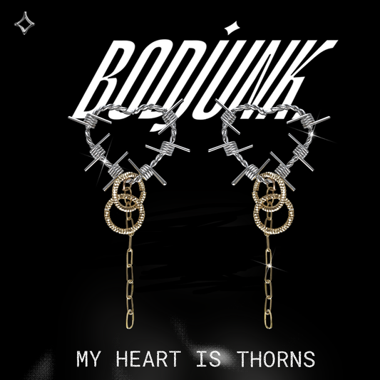 MY HEART IS THORNS- I Asymmetric Earrings by Bodjunk