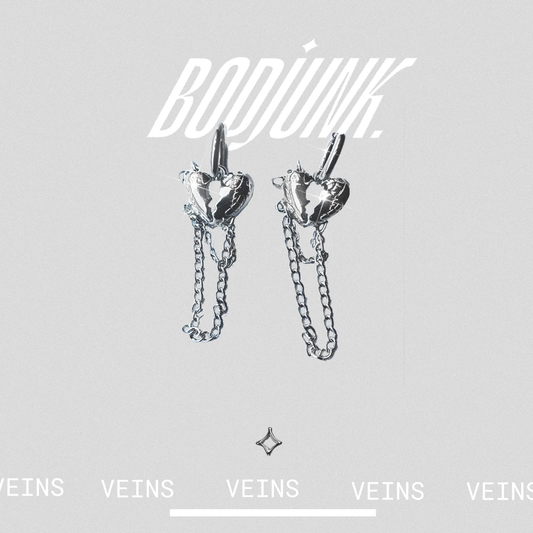 VEINS Silver Chain Dangle Hoop Earrings | Bodjunk