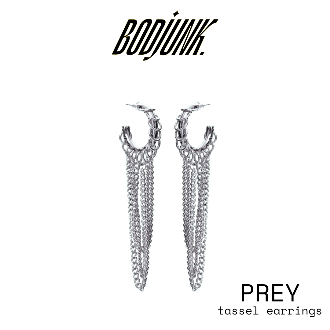 PREY Silver Tassel Earrings
