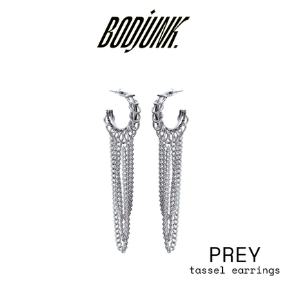 PREY Silver Tassel Earrings