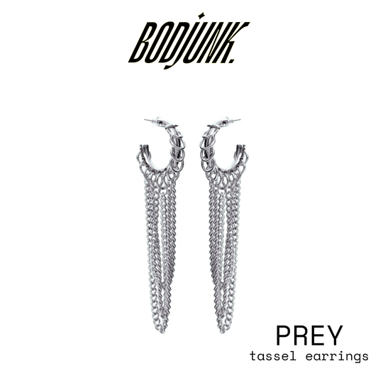 PREY Silver Tassel Earrings